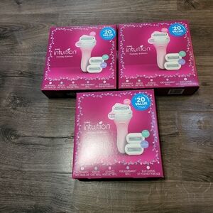 3x Shick Intuition Women’s Razor Sets each with Three Refills and Travel Cap New